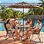 Conjunto Jardim 6 Peças Mesa Vidro 4 Cadeiras Dobráveis Guarda-sol Marrom Para Varanda Piscina Área Externa - Imagem 4