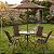 Conjunto Jardim 6 Peças Mesa Vidro 4 Cadeiras Dobráveis Guarda-sol Marrom Para Varanda Piscina Área Externa - Imagem 8