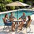 Conjunto Jardim 6 Peças Mesa Vidro 4 Cadeiras Dobráveis Guarda-sol Bege Para Varanda Piscina Área Externa - Imagem 10