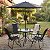 Conjunto Jardim 6 Peças Mesa Vidro 4 Cadeiras Dobráveis Guarda-sol Preto Para Varanda Piscina Área Externa - Imagem 8