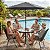 Conjunto Jardim 6 Peças Mesa Vidro 4 Cadeiras Dobráveis Guarda-sol Preto Para Varanda Piscina Área Externa - Imagem 10