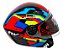 Capacete Aberto Moto FW3 X Open Up Fox Laranja Amarelo e Azul Com Óculos Solar Interno Fumê Viseira Cristal Tam 56 58 60 - Imagem 3