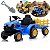 Trator Elétrico Infantil 12v Azul Com Carreta Pá Controle Remoto Luz Som Pedal Frente Ré Bateria Recarregável - Imagem 1