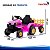 Trator Elétrico Infantil 12v Rosa Com Carreta Pá Controle Remoto Luz Som Pedal Frente Ré Bateria Recarregável - Imagem 3