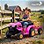 Trator Elétrico Infantil 12v Rosa Com Carreta Pá Controle Remoto Luz Som Pedal Frente Ré Bateria Recarregável - Imagem 4