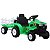 Trator Elétrico Infantil 12v Verde Com Carreta Pá Controle Remoto Luz Som Pedal Frente Ré Bateria Recarregável - Imagem 2