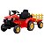 Trator Elétrico Infantil 12v Vermelho Com Carreta Pá Controle Remoto Luz Som Pedal Frente Ré Bateria Recarregável - Imagem 2
