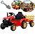 Trator Elétrico Infantil 12v Vermelho Com Carreta Pá Controle Remoto Luz Som Pedal Frente Ré Bateria Recarregável - Imagem 1