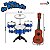 Kit Musical Infantil Azul Com Bateria E Violão Brinquedo Instrumentos Musicais Para Crianças A Partir De 3 Anos - Imagem 2
