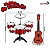 Kit Musical Infantil Vermelho Com Bateria E Violão Brinquedo Instrumentos Musicais Para Crianças A Partir De 3 Anos - Imagem 3