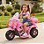 Mini Moto Elétrica Infantil Triciclo Policial 6v Rosa Com Sirene Farol Luz Som Porta Objetos Frente E Ré - Imagem 3