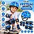 Kit Proteção Infantil Ajustável Azul Com Capacete Joelheira Cotoveleira Munhequeira Para Bicicleta Patins - Imagem 2