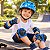 Kit Proteção Infantil Ajustável Azul Com Capacete Joelheira Cotoveleira Munhequeira Para Bicicleta Patins - Imagem 9