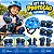 Kit Proteção Infantil Ajustável Azul Com Capacete Joelheira Cotoveleira Munhequeira Para Bicicleta Patins - Imagem 4