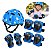 Kit Proteção Infantil Ajustável Azul Com Capacete Joelheira Cotoveleira Munhequeira Para Bicicleta Patins - Imagem 1