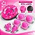 Kit Proteção Infantil Ajustável Rosa Com Capacete Joelheira Cotoveleira Munhequeira Para Bicicleta Patins Skate - Imagem 7