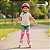 Kit Proteção Infantil Ajustável Rosa Com Capacete Joelheira Cotoveleira Munhequeira Para Bicicleta Patins Skate - Imagem 2