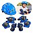 Kit Proteção Infantil Ajustável Azul Com Joelheiras Cotoveleiras Munhequeiras Para Bicicleta Patins Skates E Patinete - Imagem 1