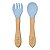 Kit Talheres Bambu Silicone Colher + Garfo Buba Bebê Azul - Imagem 1