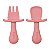 Kit Talheres Silicone Garfo + Colher Introdução Alimentar Rosa Buba - Imagem 1