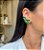 Brinco Ear Cuff Luxo Verde Esmeralda e Turmalina Banhado Ouro 18k - Imagem 5