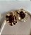 Brinco Chapa Resina Marrom Banhado Ouro 18k - Imagem 1