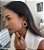 Brinco Chapa Resina Marrom Banhado Ouro 18k - Imagem 3