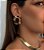 Brinco Chapa Resina Marrom Banhado Ouro 18k - Imagem 2