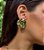 Brinco Chapa Turquesa e Marrom Banhado Ouro 18k - Imagem 4