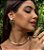 Brinco Oval Turquesa e Marrom Banhado Ouro 18k - Imagem 2
