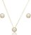 Conjunto Brinco Colar Pérola Cristal Banho Ouro 18k - Imagem 2