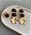 Conjunto Brinco e Anel Oval Marrom Banho Ouro 18k - Imagem 1