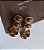 Conjunto Brinco e Anel Oval Marrom Banho Ouro 18k - Imagem 3