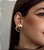 Brinco Oval Perolado e Marrom Banhado Ouro 18k - Imagem 1