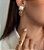 Conjunto Brinco e Anel Caramelo e Perolado Banho Ouro 18k - Imagem 2