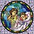 Painel Mosaico Católico Anjo da Guarda Estilo Vitral 60X60Cm Arte Sacra 100% Azulejo Personalizado - Imagem 1