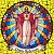 Painel Mosaico Católico Cristo Redentor Estilo Vitral Arte Sacra 60x60Cm 100% Azulejo Personalizado - Imagem 1