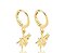 Brincos argolinha com pingente três estrelas com ponto de zircônia cristal - Imagem 1