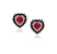 Brincos pino coração com cristal rubi cravejado com zircônias negras - Imagem 1