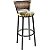 Banqueta Alta Bistro Tubo Preto Junco Cappuccino Assento Floral Marrom Un - Imagem 1