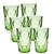 Jogo 6 Copos Diamond Luxo 350ml Agua Suco Vidro Grosso Cor Verde - Imagem 2