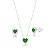 Conjunto Cravejado Pedra Coração Verde Prata 925 - Imagem 1