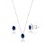 Conjunto Cravejado Pedra Oval Prata 925 Azul - Imagem 1