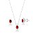 Conjunto Cravejado Pedra Oval Prata 925 Vermelho - Imagem 1
