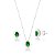 Conjunto Cravejado Pedra Oval Prata 925 Verde - Imagem 1
