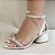 SANDÁLIA OFF WHITE SALTO BLOCO TIRAS STRASS NÓ - CELINA - Imagem 2