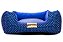 Cama Quadrada para Cachorro ou Gato Luppet Luxo Azul Poa - Imagem 1