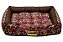 Cama Retangular Luxo Marrom Floral para Cachorro ou Gato - Imagem 1