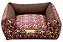 Cama Quadrada para Cachorro ou Gato Luppet Luxo Marrom Floral - Imagem 2