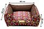 Cama Quadrada para Cachorro ou Gato Luppet Luxo Marrom Floral - Imagem 3